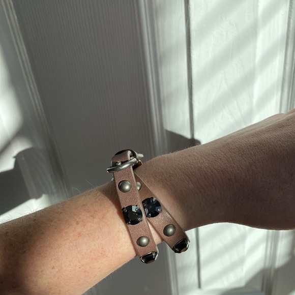 Wrap bracelet beautiful brown and studded adjustable - Picture 8 of 9